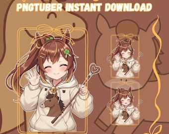 CHICA CABALLO chica PNGtuber listo para usar vTuber animado Stream - 4 expresiones - Avatar PNGtuber para Twitch Streamers
