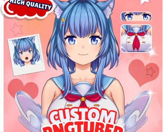 Modelo PNGTuber personalizado con estilo artístico VTuber por encargo