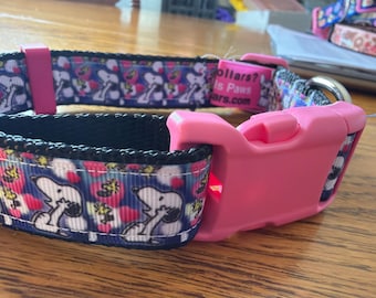 Snoopy Hearts Valentines Adjustable Dog Collar Woodstock  New 15”-22 1/2”