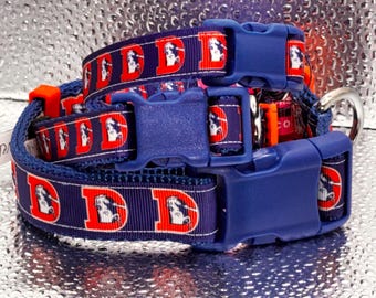 Broncos Adjustable Dog Collar Football Denver Blue Orange