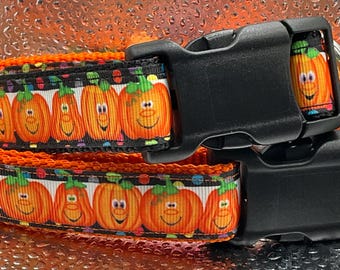 Jack-o’-lantern Adjustable Dog Collar Halloween Funny Faces Pumpkins