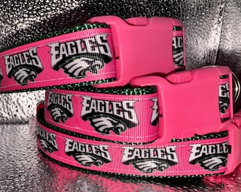Pink Adjustable Eagles Dog Collar 16"-24"  14-20” pick your size