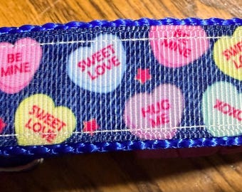 Sweethearts Valentines Adjustable Dog Collar conversation hearts  New