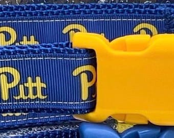 Pitt Adjustable Dog Collar blue Yellow 16 1/2”-25”