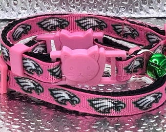 Pink  Adjustable Eagles Breakaway Cat Collar 8”-12”