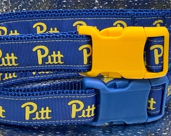 Pitt Adjustable Dog Collar blue Yellow 16 1/2”-25”