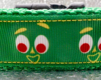 Gumby Adjustable Dog Collar Retro handmade strong Green