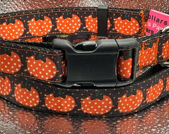 Pumpkin Adjustable Dog Collar Orange Halloween or fall