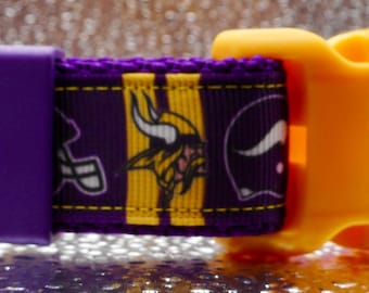Purple & Gold  Adjustable Viking Dog Collar 17"-25” or 15 3/4”-23” Minnesota  Football