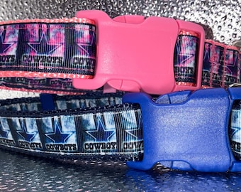 Dallas Cowboys Adjustable Dog Collar Football  Blue or Pink