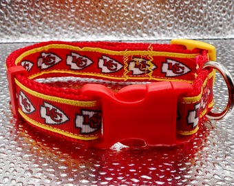 Kansas City Chiefs adjustable Dog Collar Red Yellow New