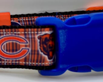 Chicago Bears Adjustable Dog Collar Football  Blue Orange