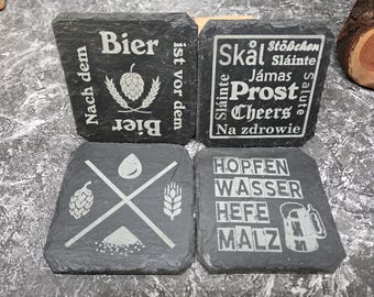 Coaster slate motif beer