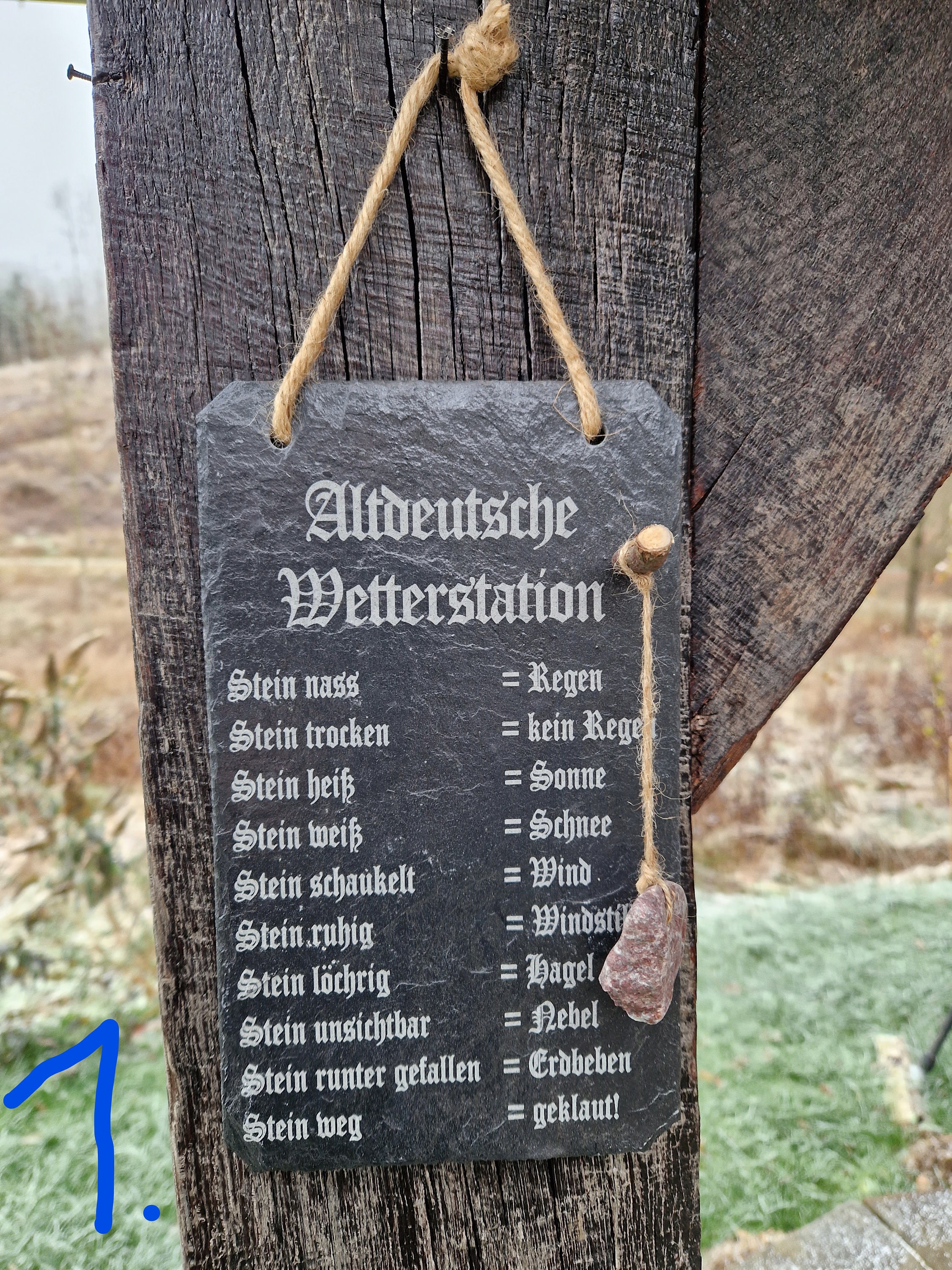 Wetterstein Wetterstation Wetterschild Schiefer Stein ► Ihr Name+Texte ◄ 35x25 C