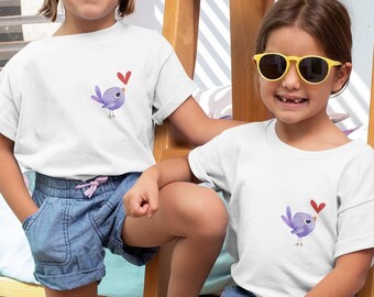 T-shirt oiseau, T-shirts drôles, Chemises pour filles, Tenue pour filles, T-shirt pour tout-petits, T-shirt noir pour tout-petits, T-shirt d'été, T-shirt mignon