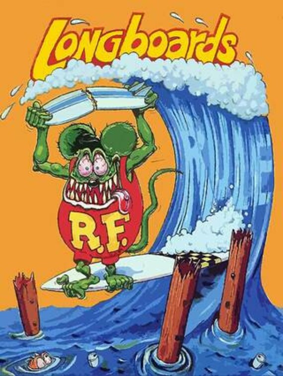 Rat Fink Surfer Longboards Rule Metal Sign - Etsy