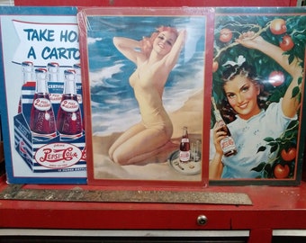 Pepsi-Cola  3pcs Pack Metal Signs  made in the usa