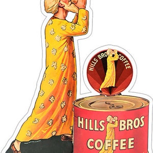 Metal sign Hills Bros Coffee Figure Laser Cut Metal Advertising Sign
