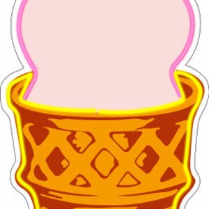 Strawberry Ice Cream Cone Faux Neon Metal Sign