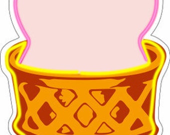 Strawberry Ice Cream Cone Faux Neon Metal Sign