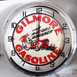 Gilmore Double Red Neon Clock 18&quot;