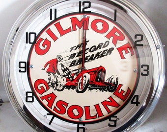 Gilmore Double Red Neon Clock 18"