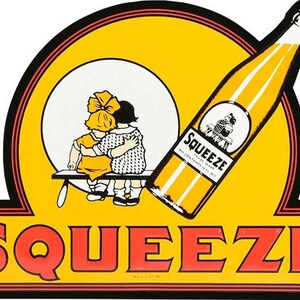 Squeeze Soda Bottle Metal Advertising Sign