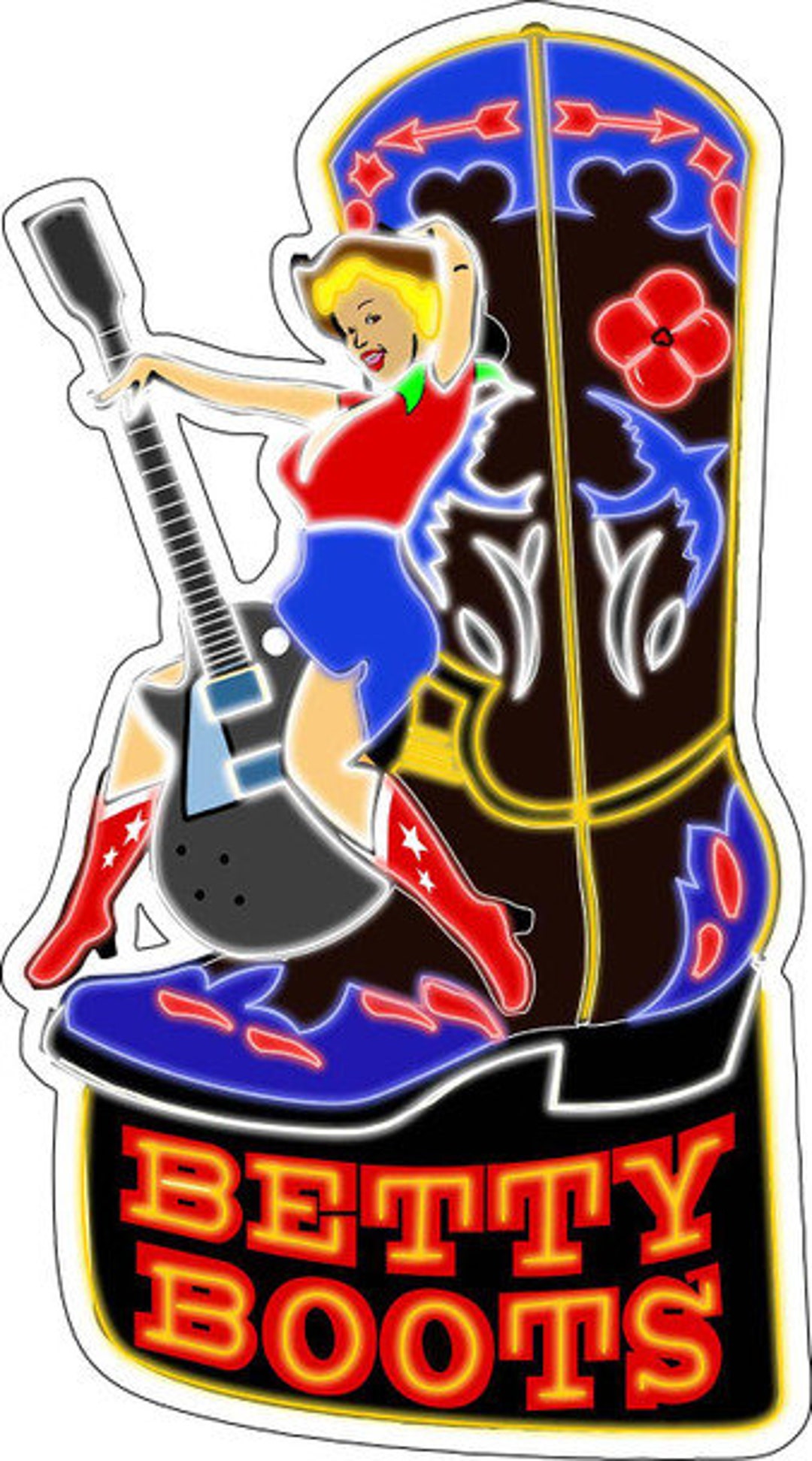 Betty Boots Neon Stylized Metal Sign Etsy