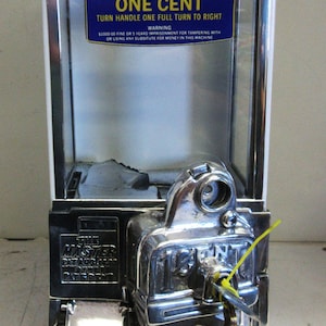 Masters White Penny Operated Bulk Vend Dispenser circa 1930&#39;s restored