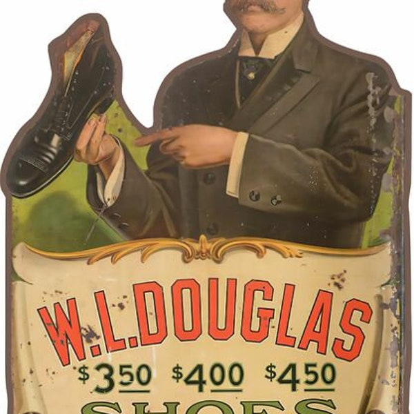 W.L.Douglas Shoes Metal Advertising Sign