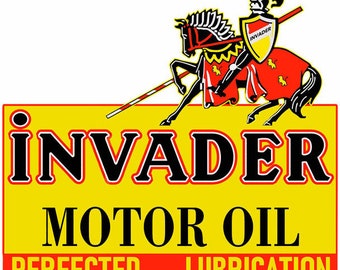 Invader Motor Oil Laser Cut Metal Sign