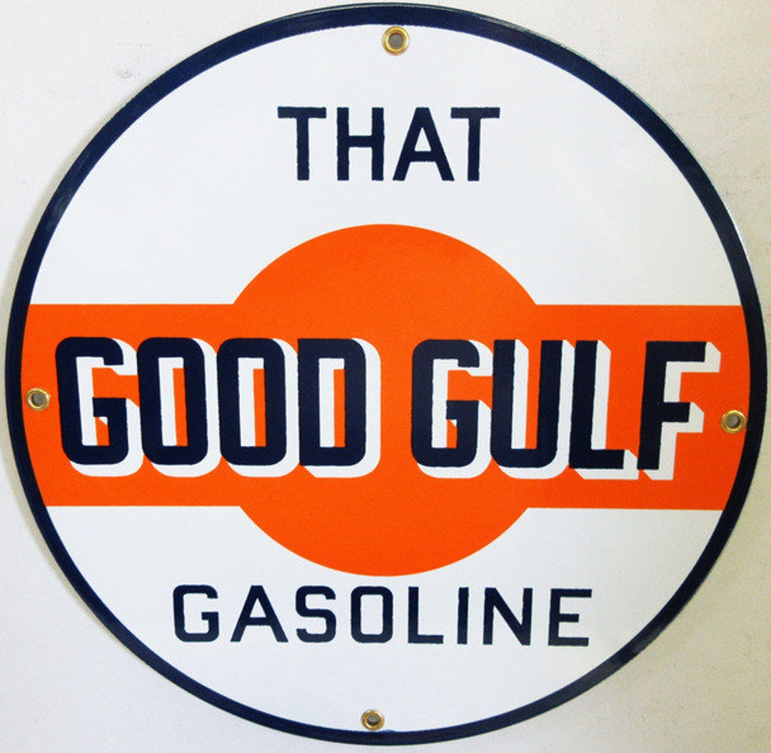 Good Gulf Gasoline 12" New Round Porcelain Metal Sign - Etsy