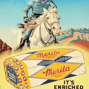 Merita Bread Lone Ranger Approved Vintage Advertisement Inspired Metal Sign