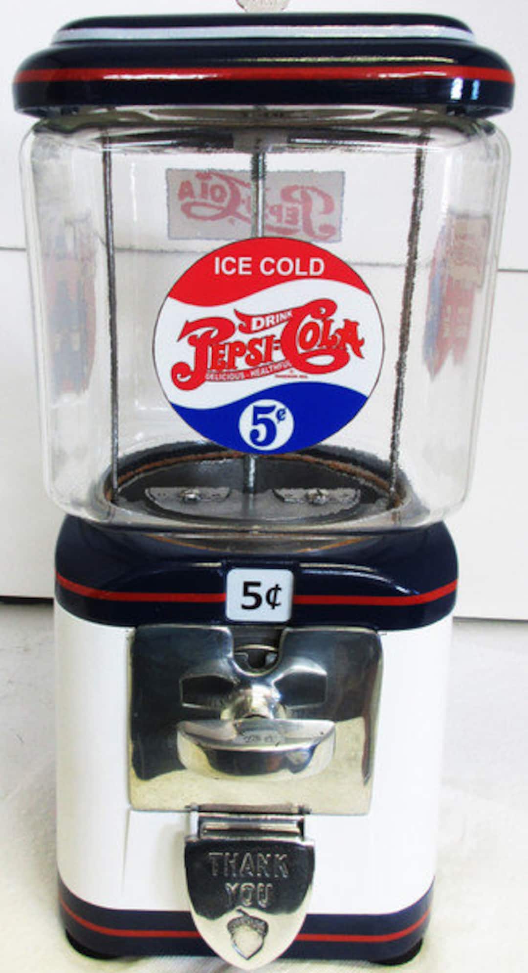 Acorn Nickel Round Gumball Dispenser Pepsi-cola Theme Circa 1950's