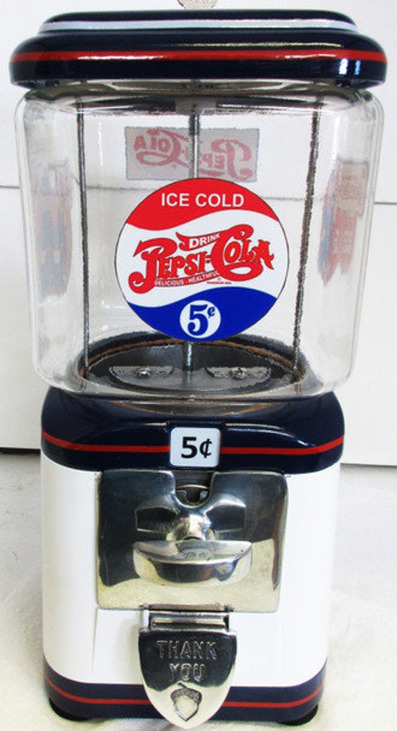 Acorn Nickel Round Gumball Dispenser Pepsi-cola Theme Circa 1950's