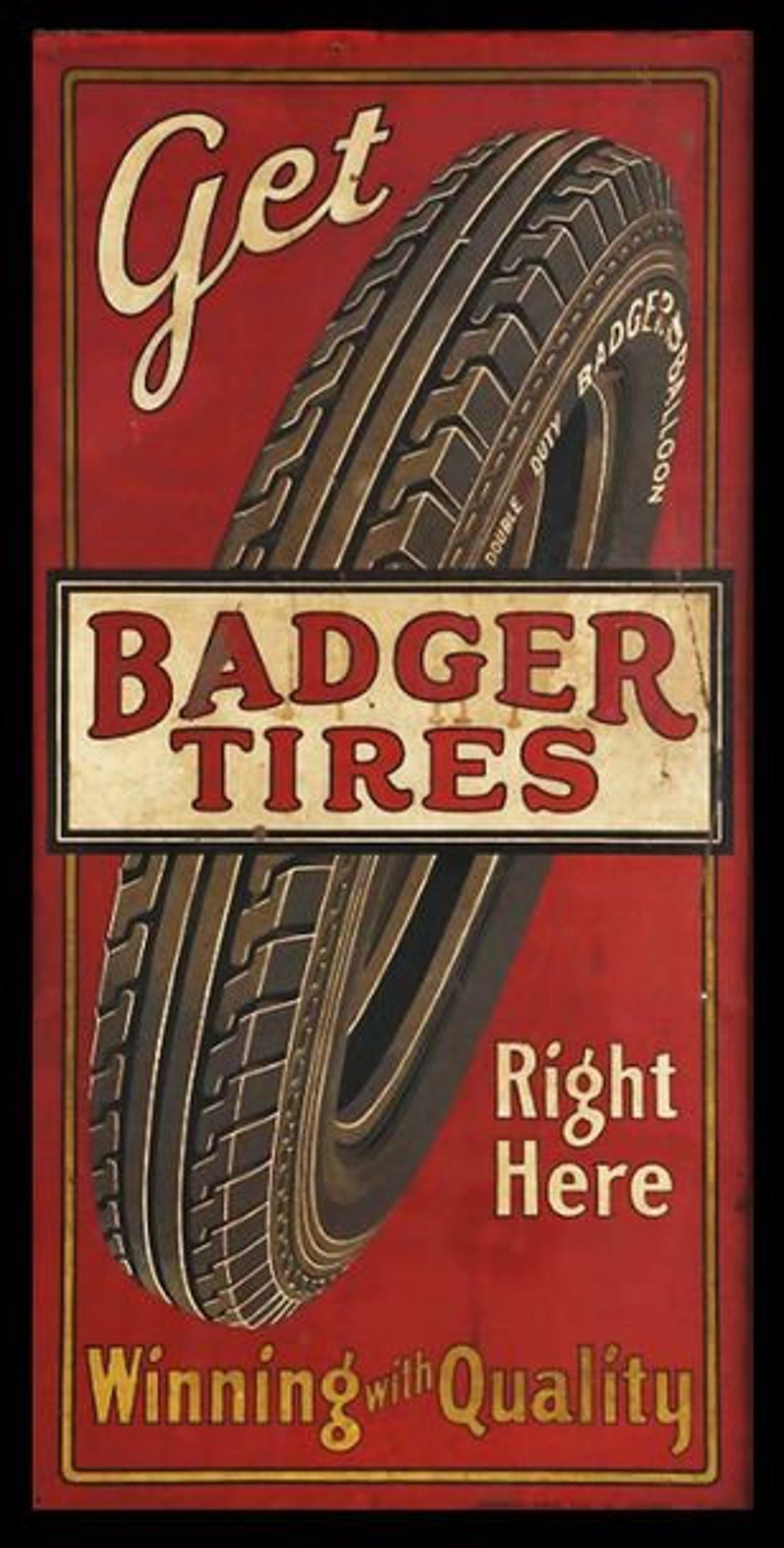 Badger Tires Metal Sign Etsy