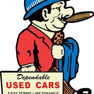 Used Car Salesman Laser Cut Metal Advertising Sign