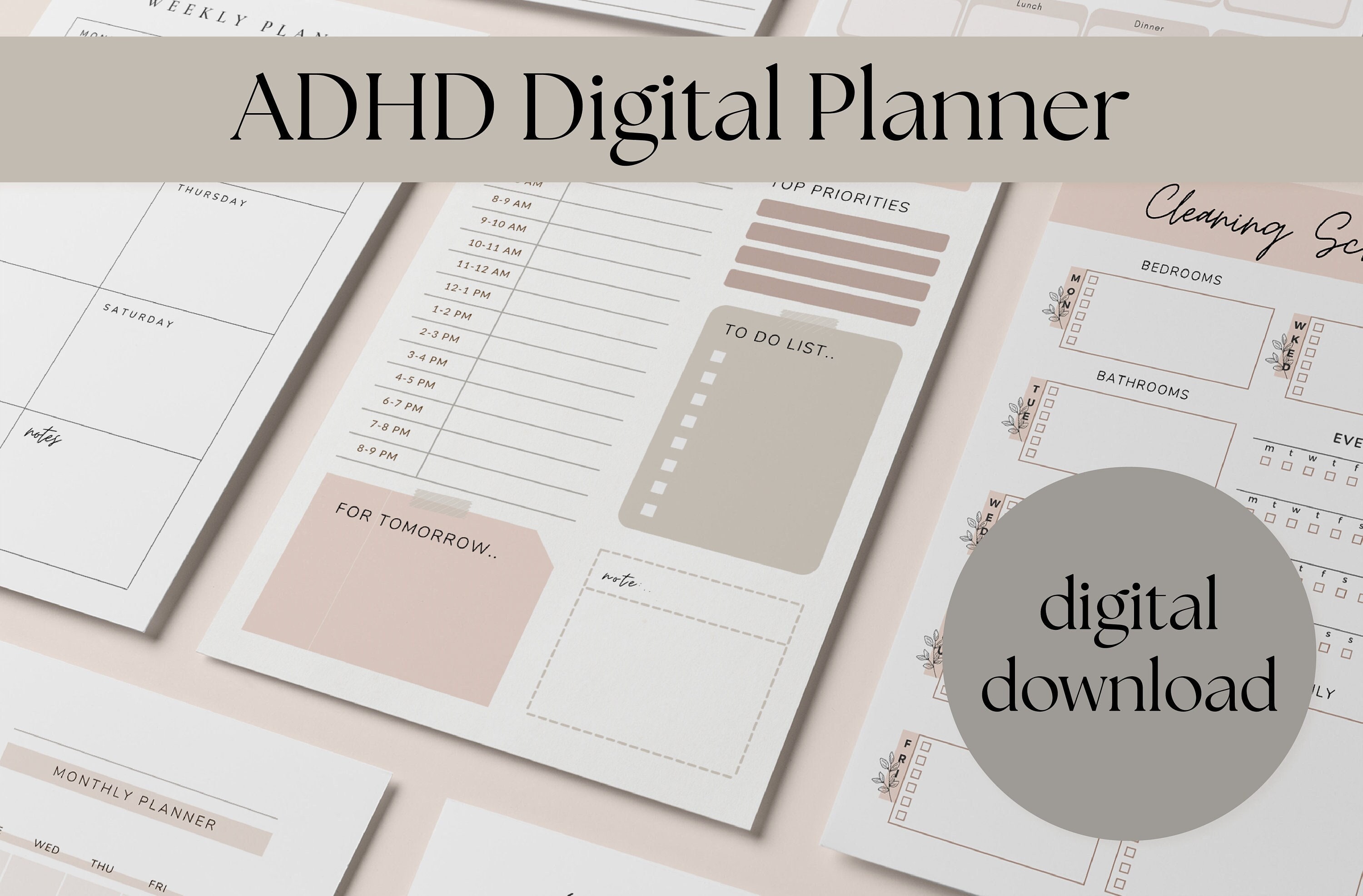 ADHD Daily Planner Sheets Work From Home ADHD Planner Etsy