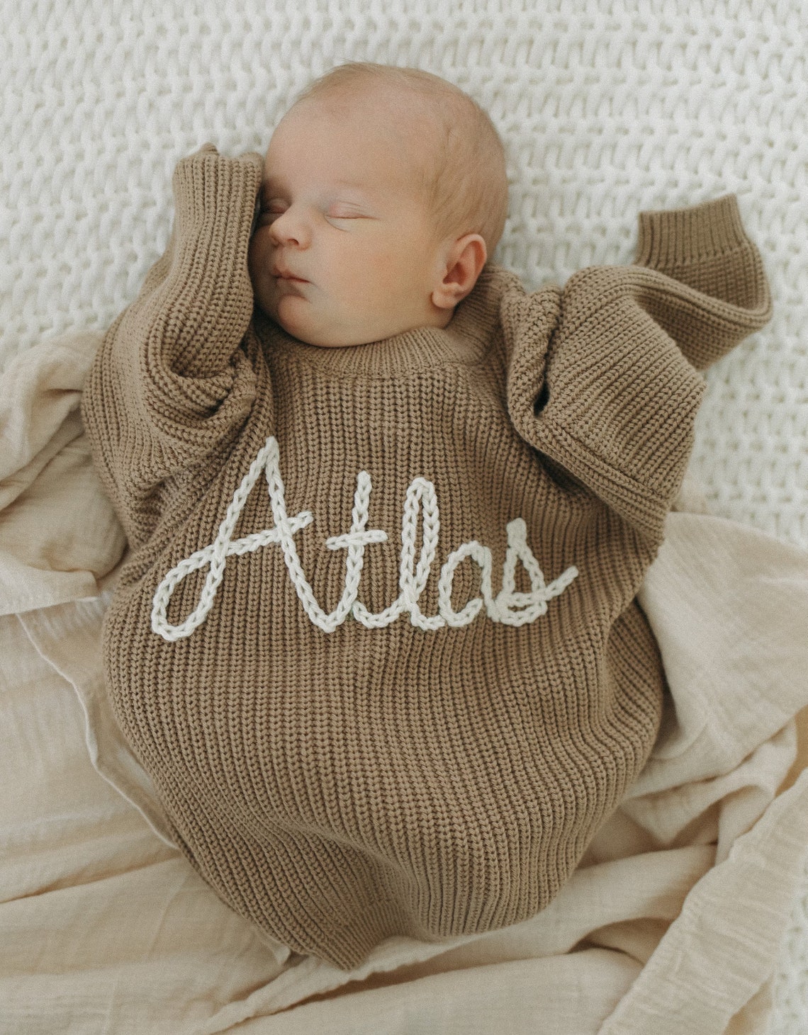 Cotton Toddler Chunky Knit Sweater - Bark