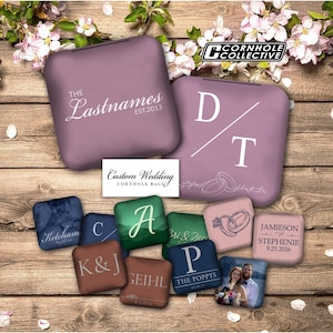 Custom Wedding Cornhole Bags: Tournament Style Stick & Slick Set