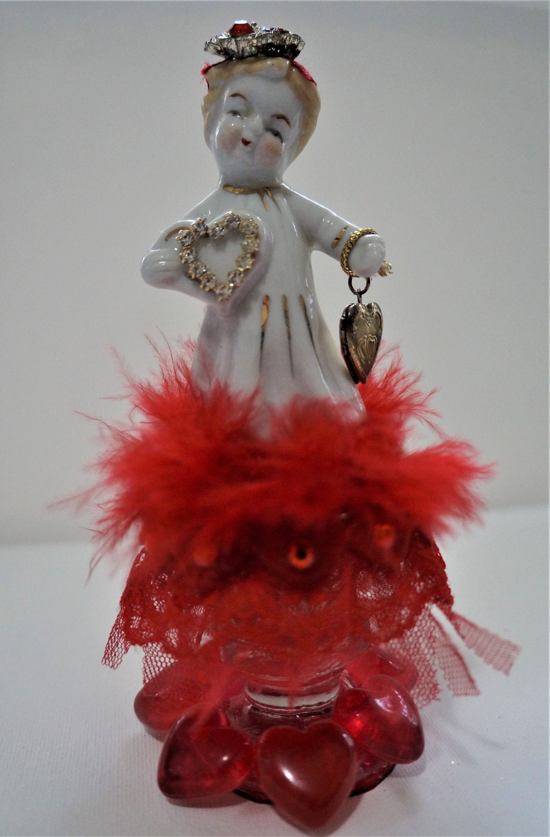 Valentine Figurine Collectible Red Heart Vintage Ceramic Etsy