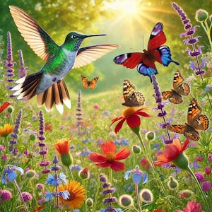 Hummingbird and Butterfly, Wildflower Mix, Heirloom Flower Garden Seeds- Non-GMO, Open Pollinated and Pollinator Friendly Seed Packets