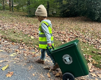 Custom Toddler Garbage Man Costume: Handmade Halloween Set with Mini Trash Can
