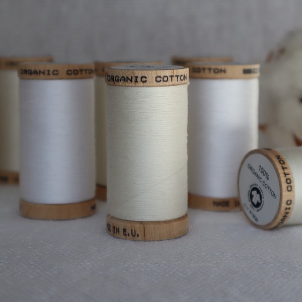 Organic thread spool, 300y spool, Pima cotton thread, all purpose thread, wooden spools, Scanfil