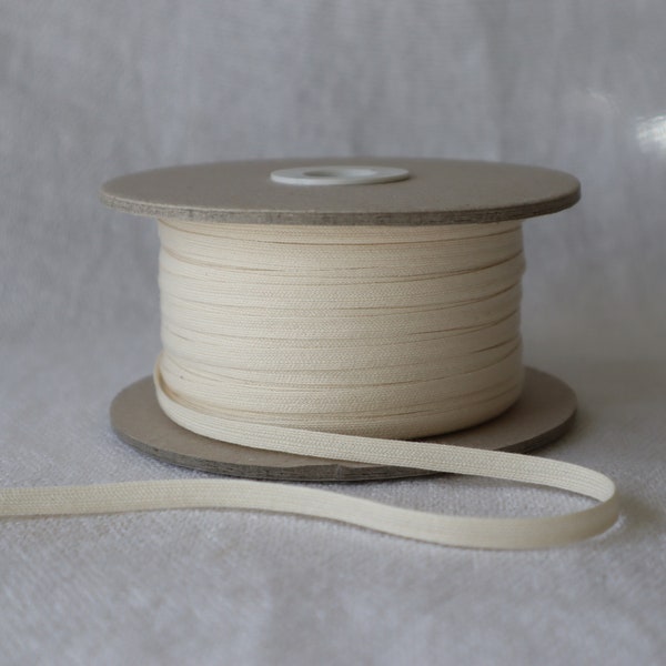 Organic ribbon 1/4" 6mm, natural cotton braided ribbon