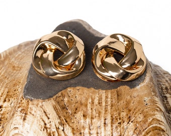 Gold Hollow Knot Earrings~ Dainty whirl spiral knob studs ~Ear Studs