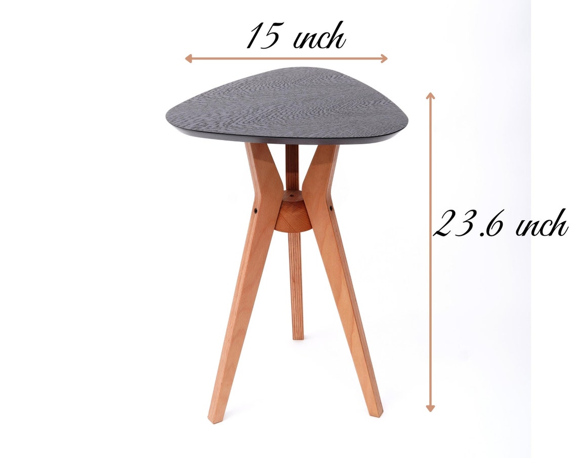Oak Triangle Corner Table - Solid Wood End Table - Cross Legs ...