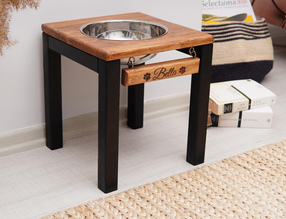 Single Raised Dog Feeder, Dog Waterer, Elevated Feeding Stand With Dog