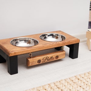 2 Bowl Dog Feeder, Custom Elevated Dog Bowls, Raised Dog Feeding Stand, Pet Furniture, Custom Feeder with Stand, Dog Water Bowl, Dog Gift