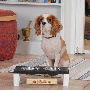 Customize 2 Bowl Dog Feeder, Wood Feeding Station, Small Dog Feeder, Raised Pet Bowl, Dog Dish Holder, Rustic Pet Lover Gift, Pet Furniture